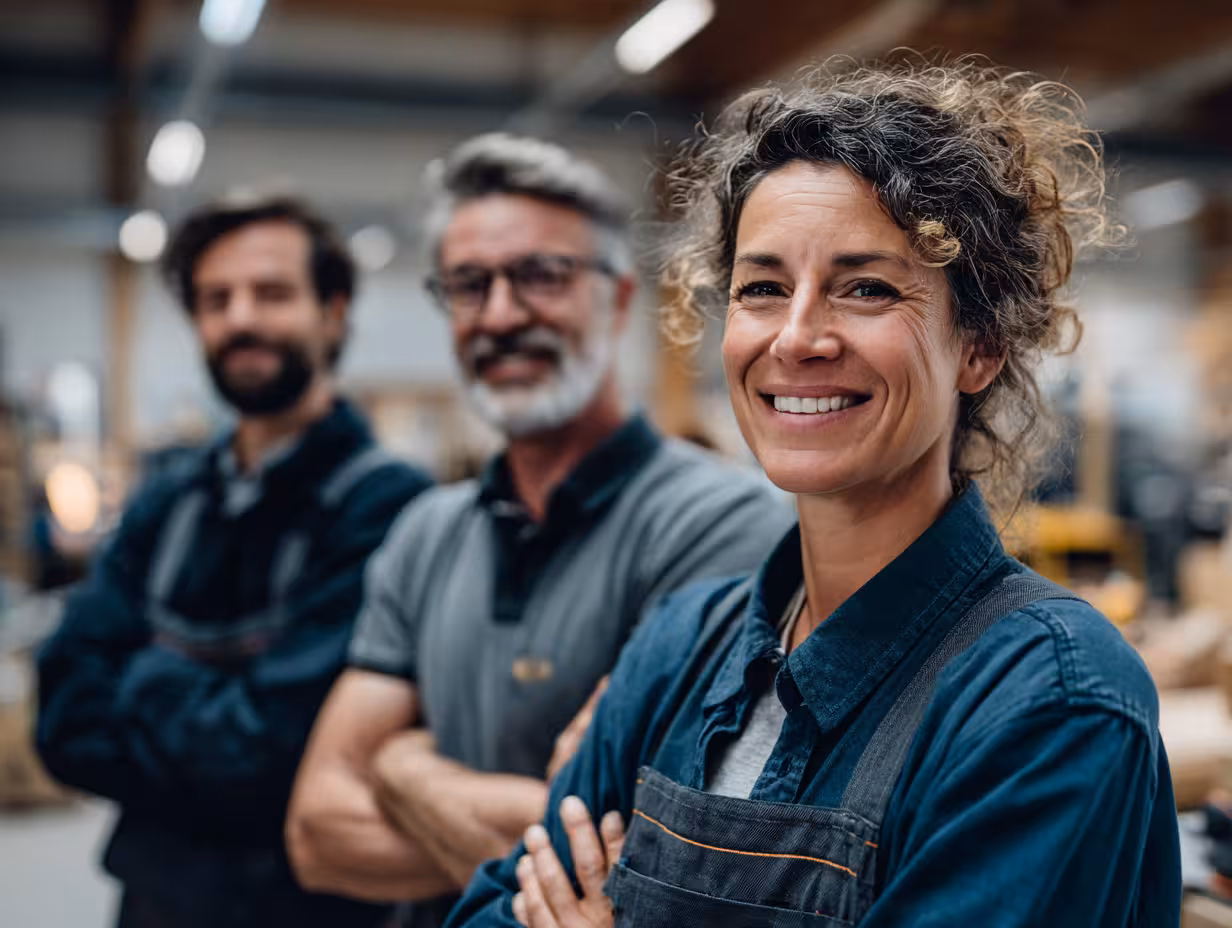 Service team on the workshop floor